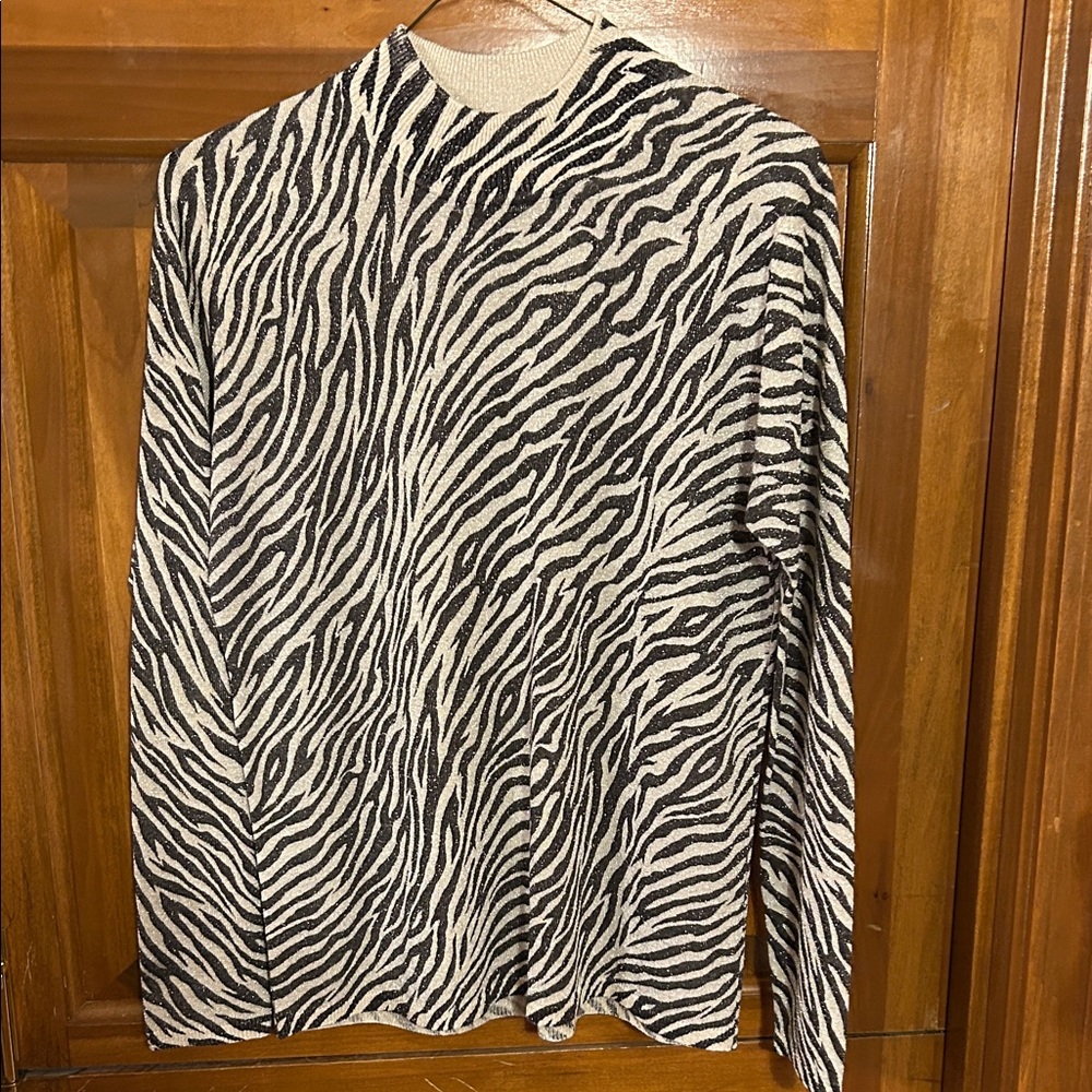 August Silk Zebra Pattern Knit Top